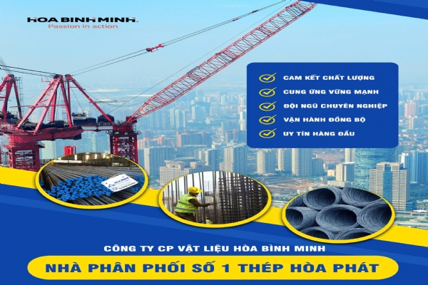 CÔNG TY CP VẬT LIỆU HÒA BÌNH MINH – NHÀ PHÂN PHỐI SỐ 1 THÉP HÒA PHÁT